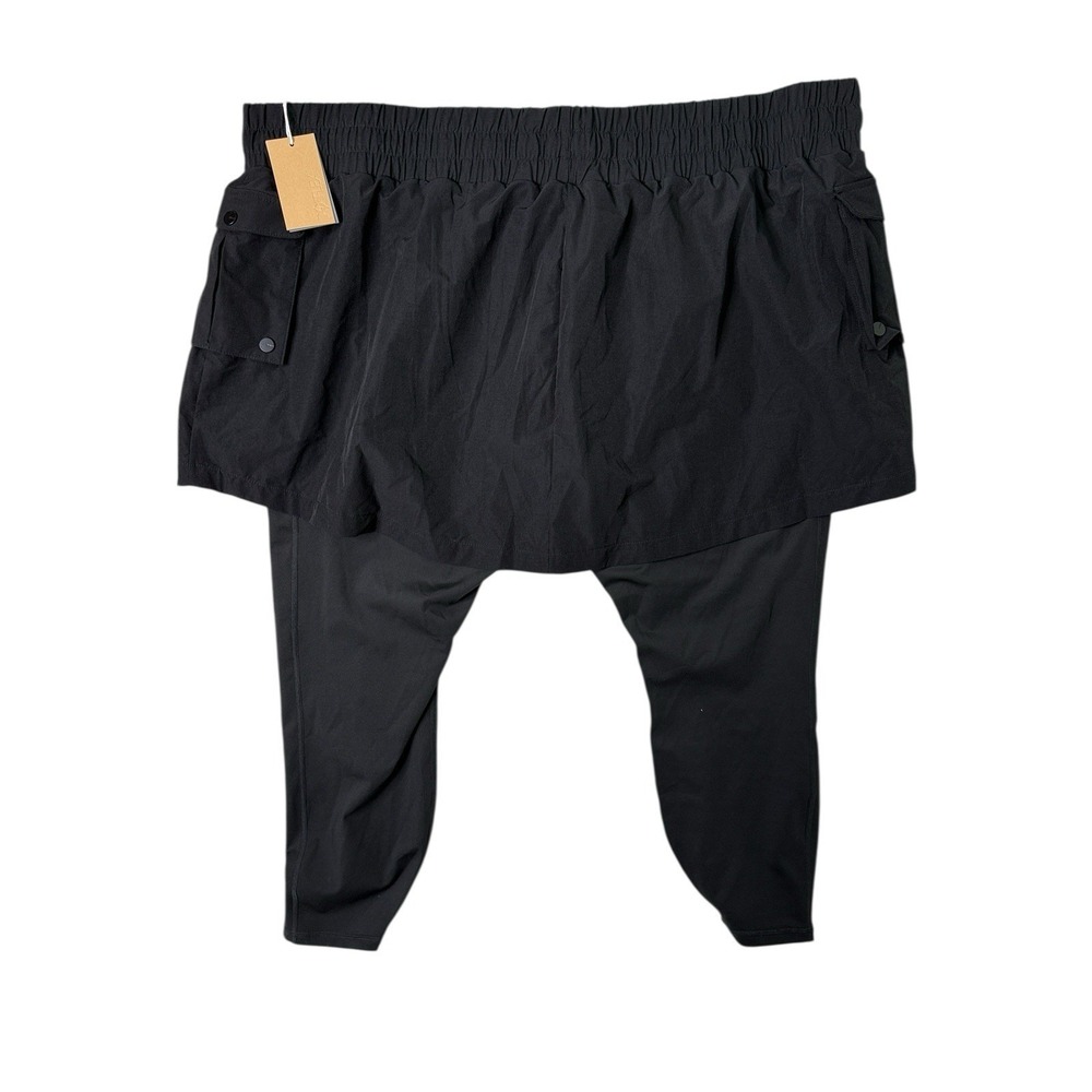 POPFLEX Active Women 3X Petite Extraordinary Skleggings Cargo Pocket Skirt Black